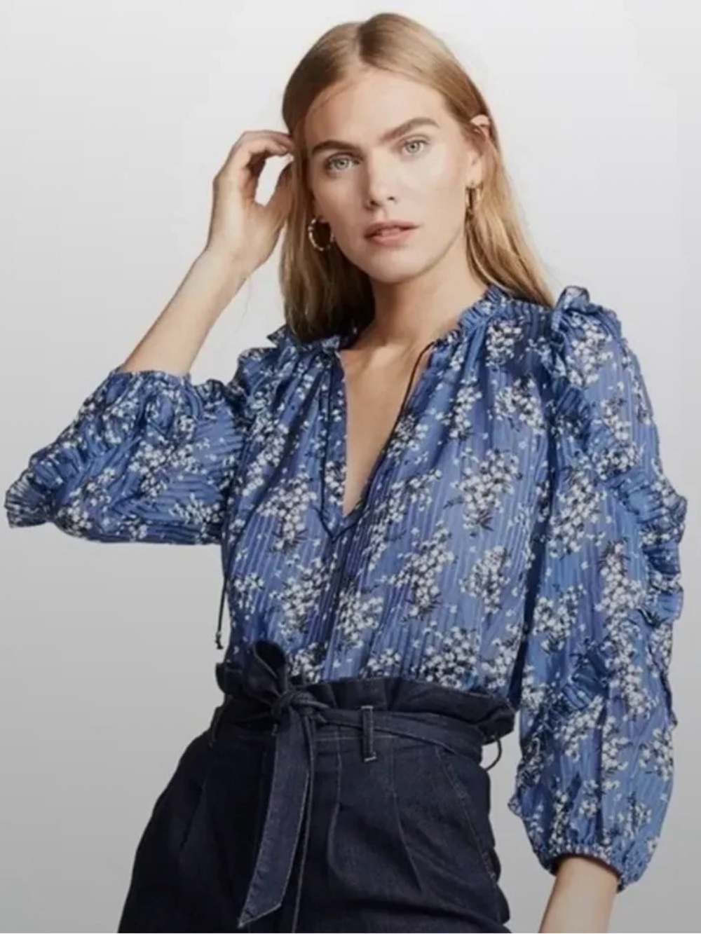 Ulla Johnson Manet Cotton Viscose Blue Cornflower Blue Blouse Sz 2